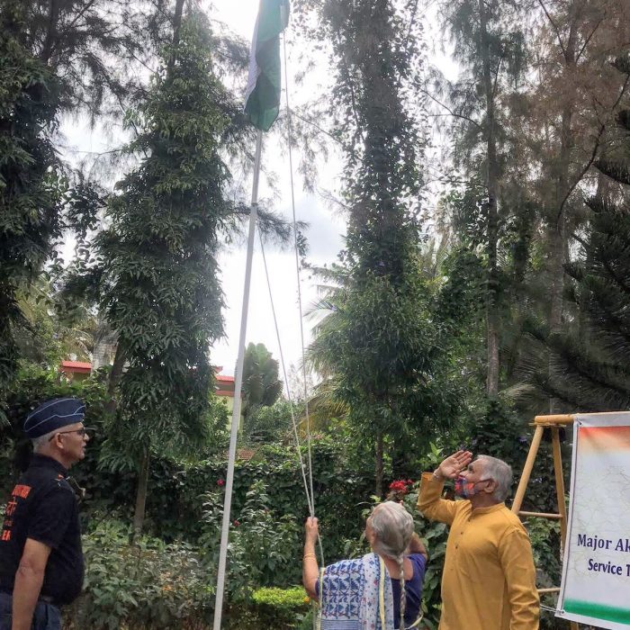 Flag Hoisting by Senior Citizen